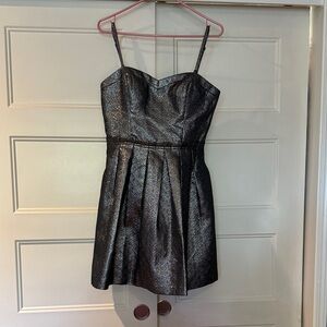 Vintage Guess Metallic Silver Party Dress with Removable Spaghetti Straps